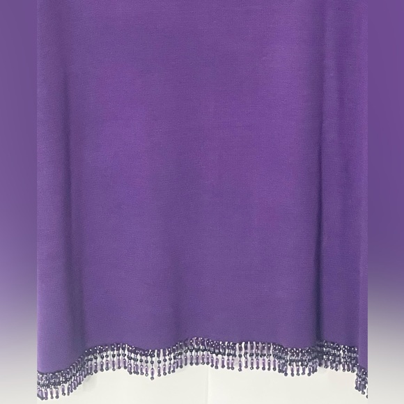 CLIO II silk blend square neck sweater beaded fringe trim women’s Size 1X retro - Picture 4 of 12
